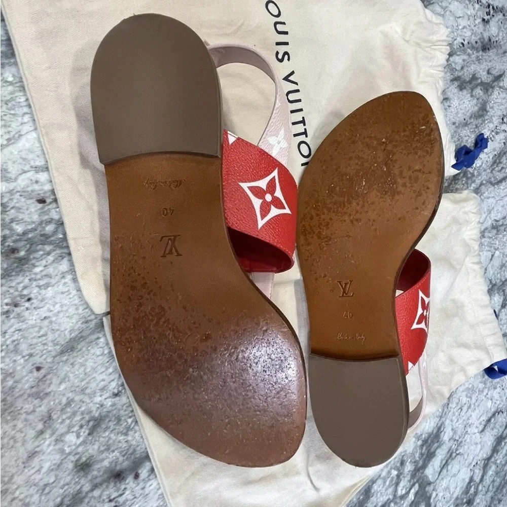 Louis Vuitton Red and Pink Sandals Louis Vuitton Escale Monogram Giant Red Pink - Picture 7 of 9